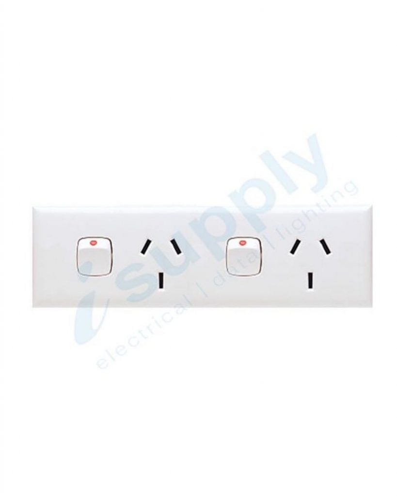 Narrow Skirting Double GPO Power Point Switch 10 amp