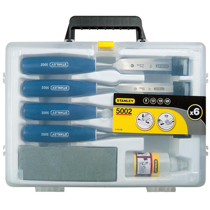 STANLEY Chisel Set 5002 Series + Oil & stone 6pc 0-16-130 - Image 3
