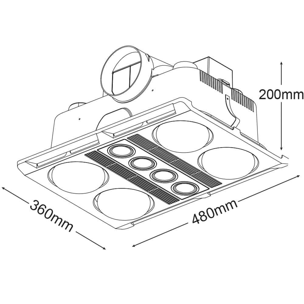 Martec Profile Plus LED 4 Heat 3 in 1 Bathroom Heater Exhaust Fan White MBHP4LW - Image 3