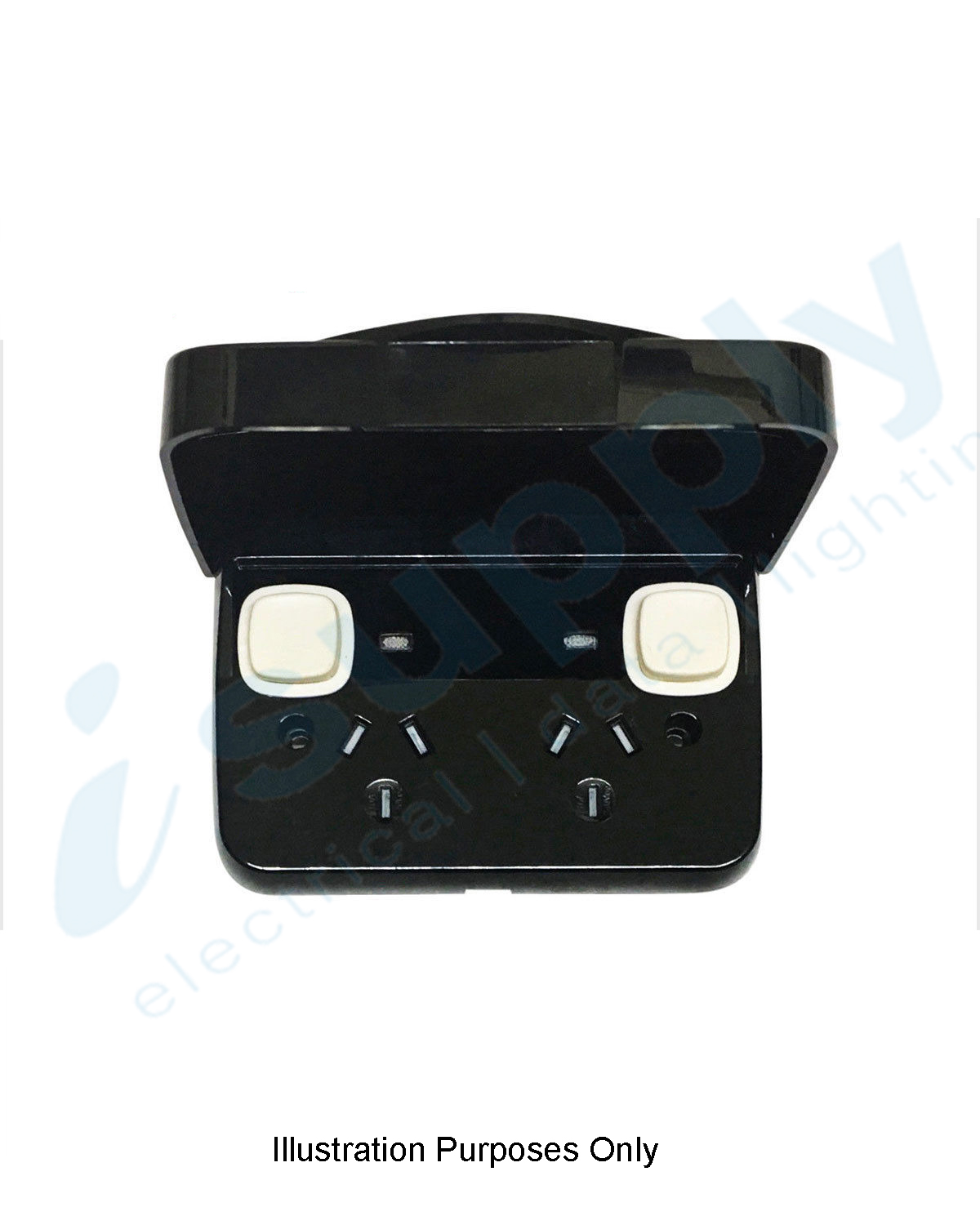 TRANSCO Weatherproof Power Point Double Pole 240V 10 Amp IP65 Rated Black P2DWS/B