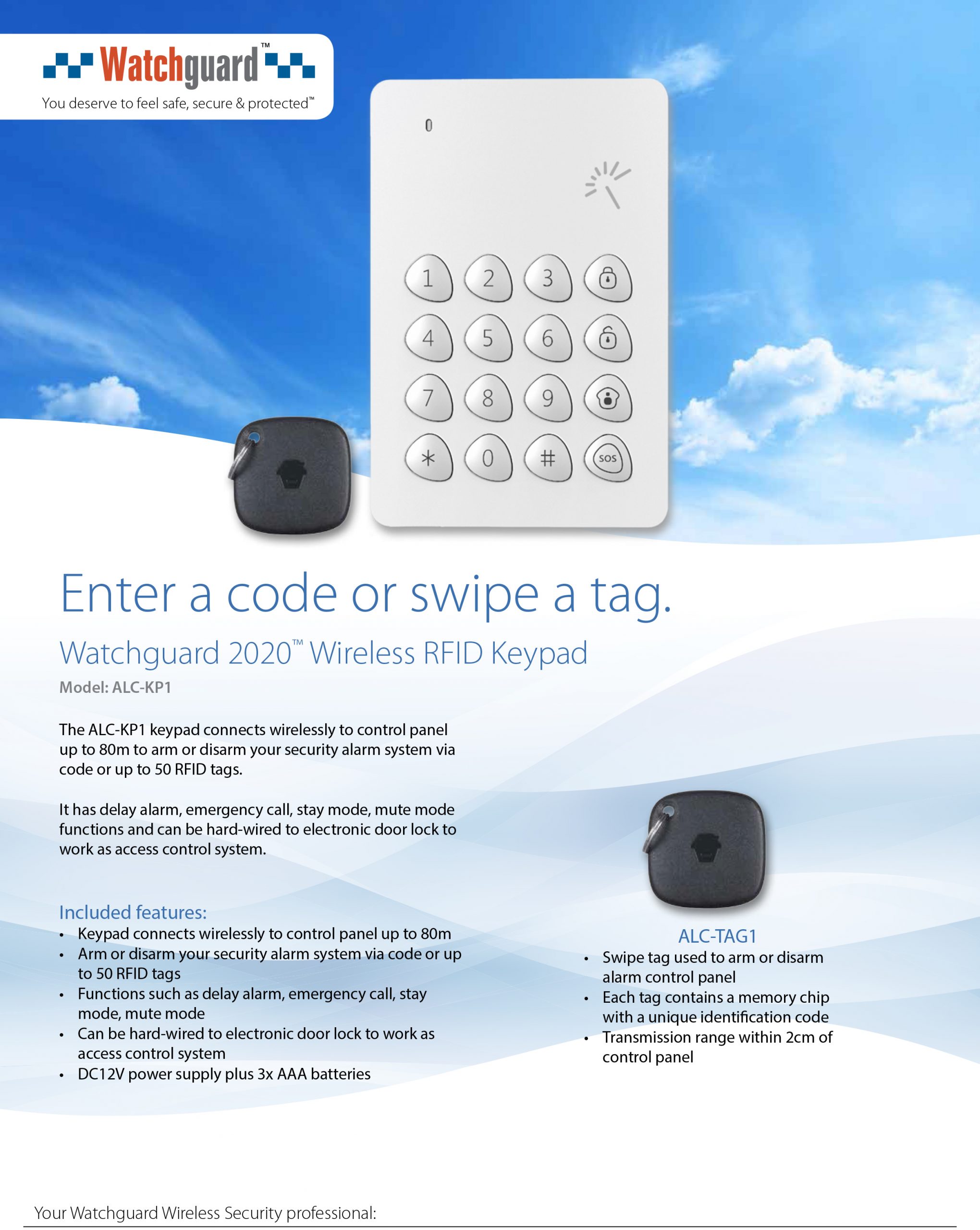 Watchguard Watchguard 2020 Wireless RFID Keypad ALC-KP1