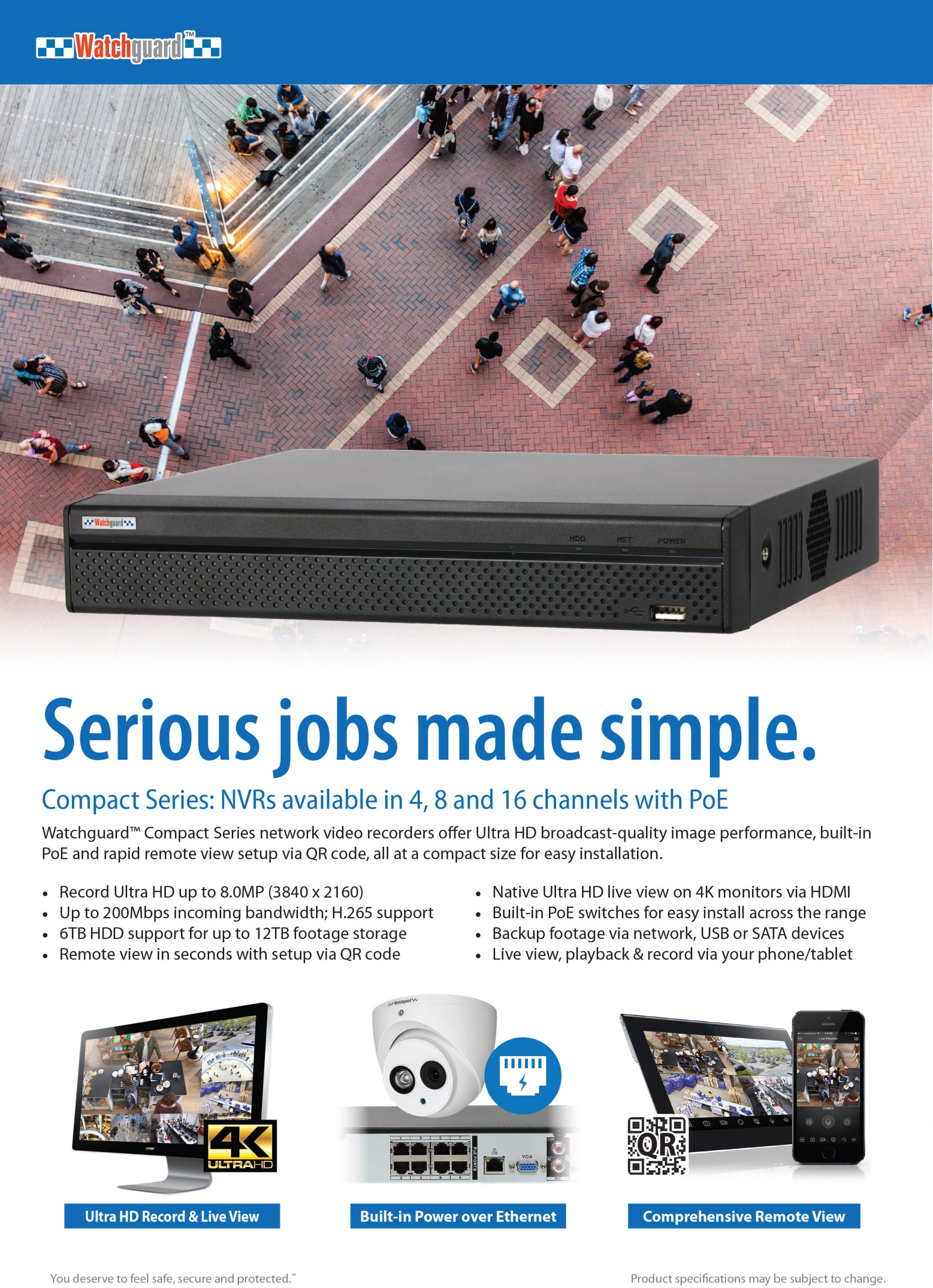 WATCHGUARD Compact 4 Channel Network Video Recorder with PoE (80Mbps) NVR4COM2 - Image 3