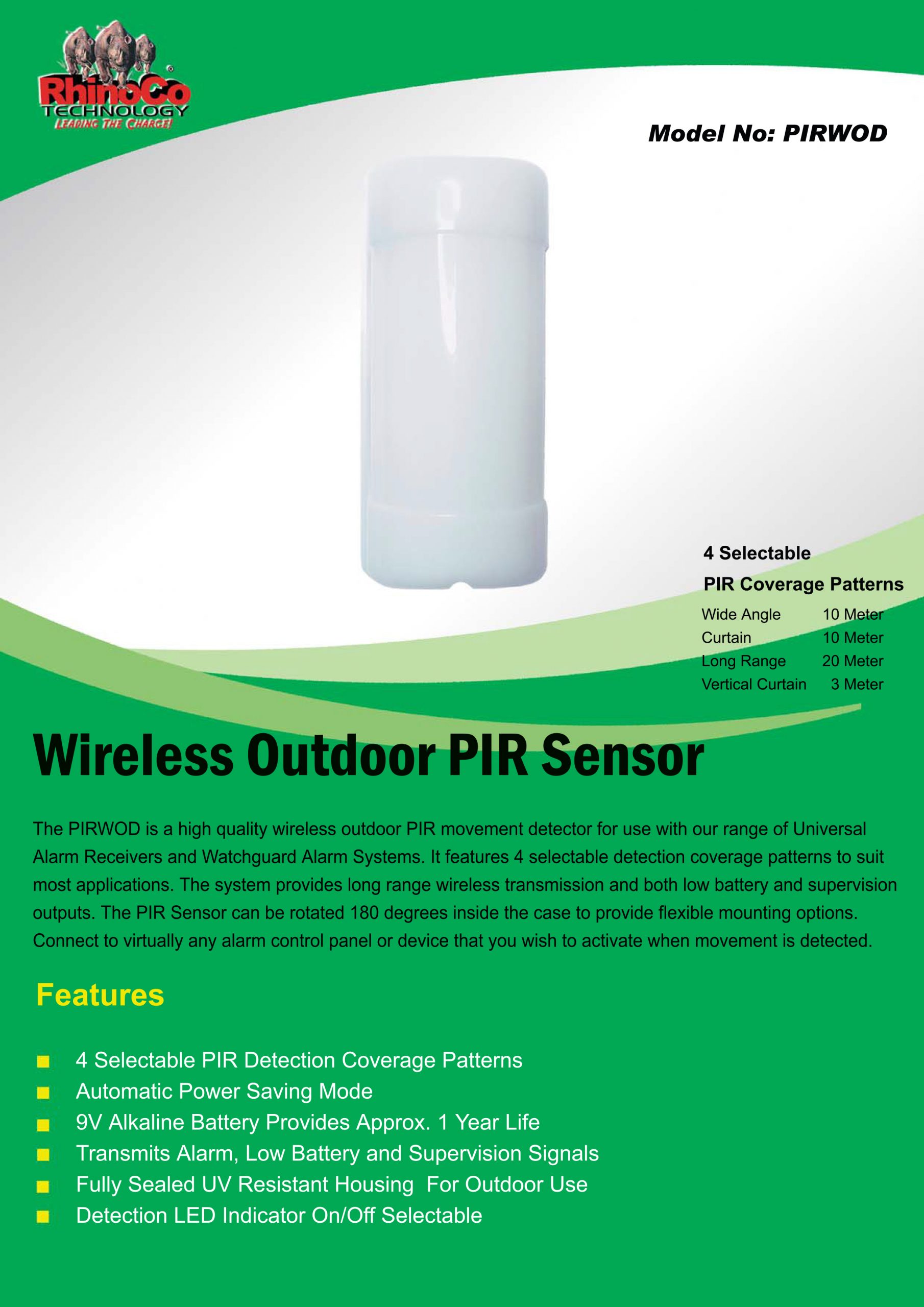 Watchguard Wireless Supervised PIR Detector (Outdoor) PIRWOD - Image 2