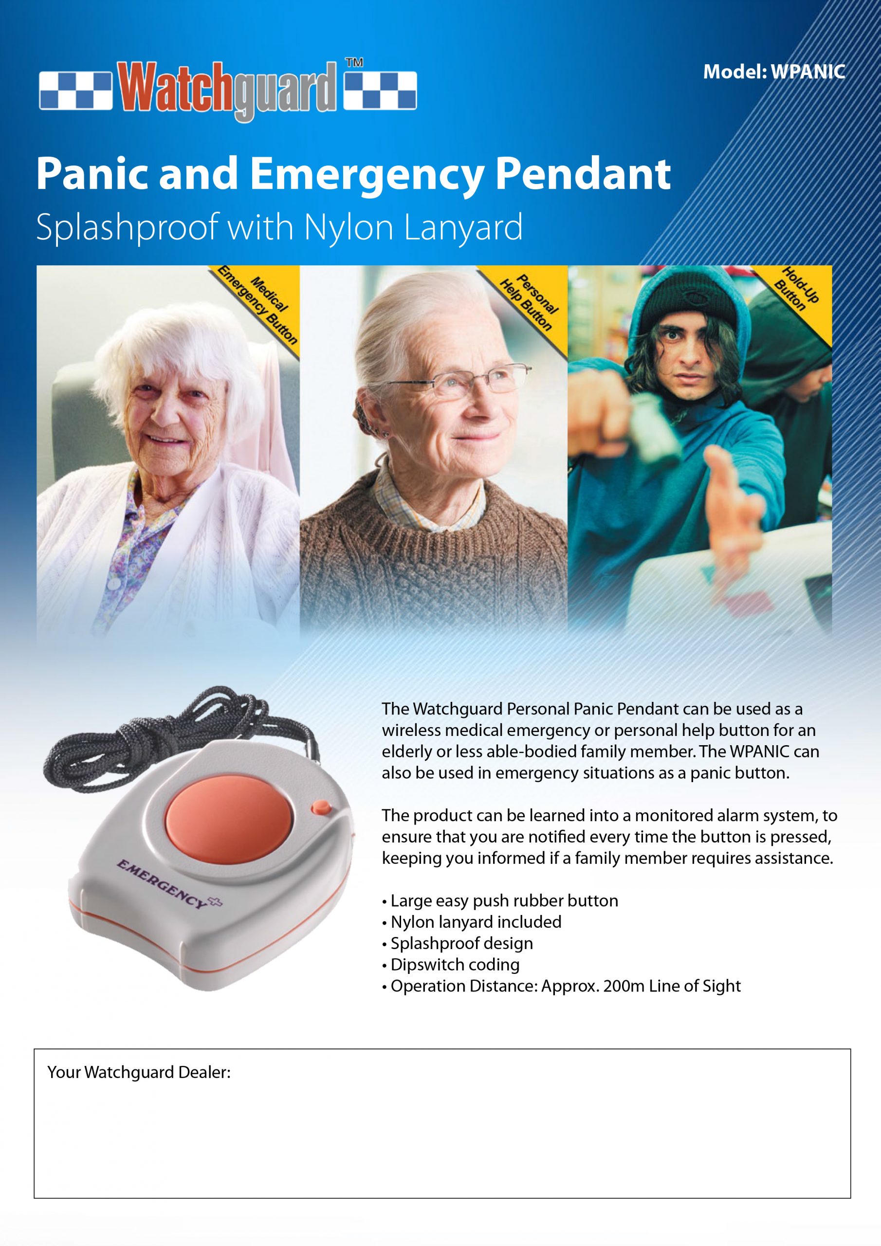 Watchguard Personal Emergency/Panic Pendant WPANIC - Image 2