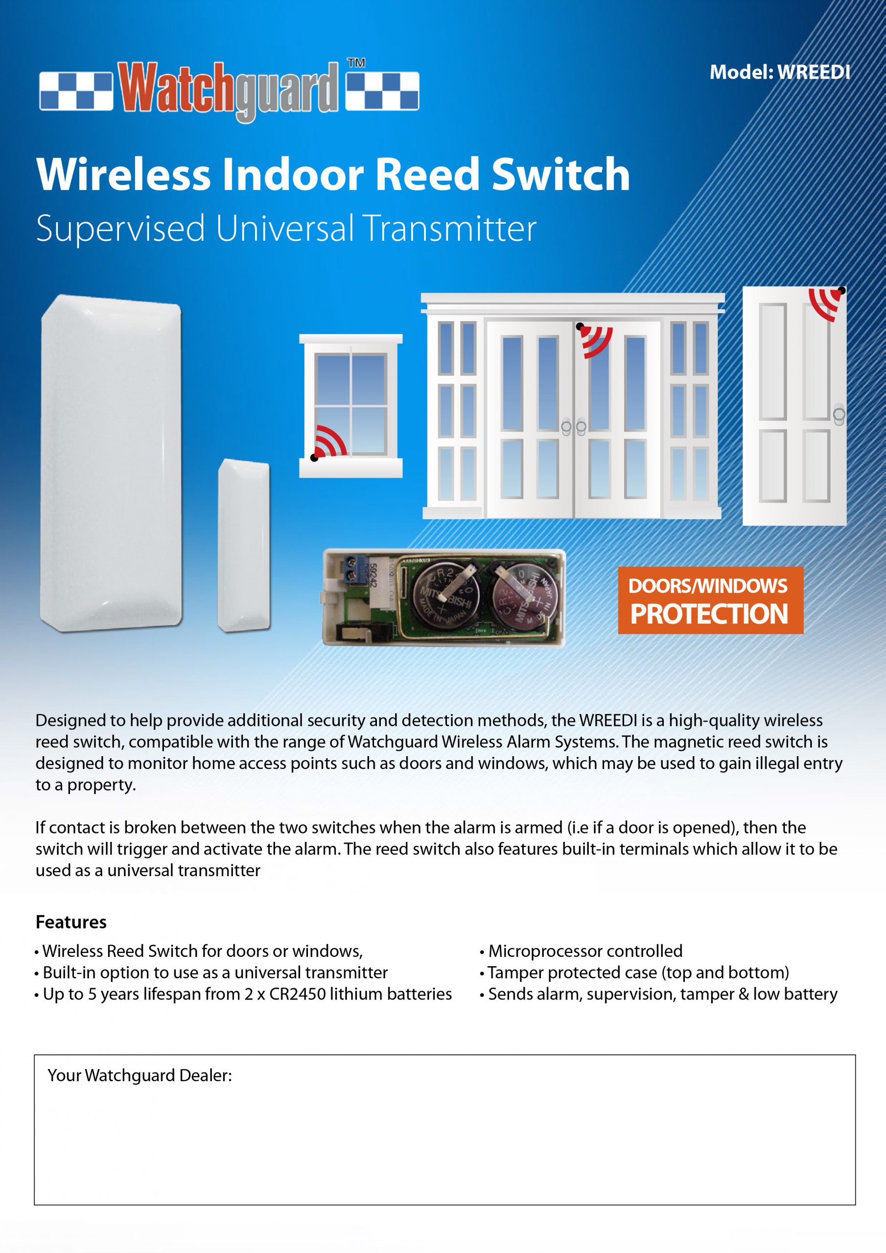 Watchguard Wireless Supervised Reed Switch/Universal Transmitter WREEDI - Image 2