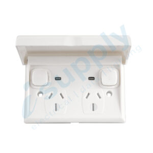 Transco IP53 Double Power Point 10A Flush Mount Weatherproof P2WS