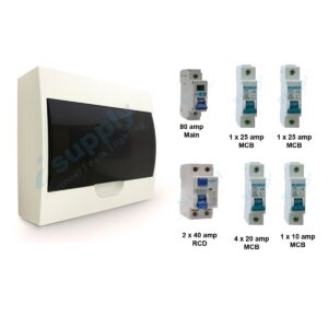 Complete 12 Pole Switchboard +2 x RCD / 8 x MCB + Main Switch Board