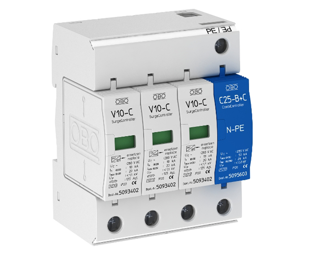 OBO Bettermann SURGE DEV V10 TYPE 2+3 3P+N 20KA V10-C-3-NPE x 1 /EACH