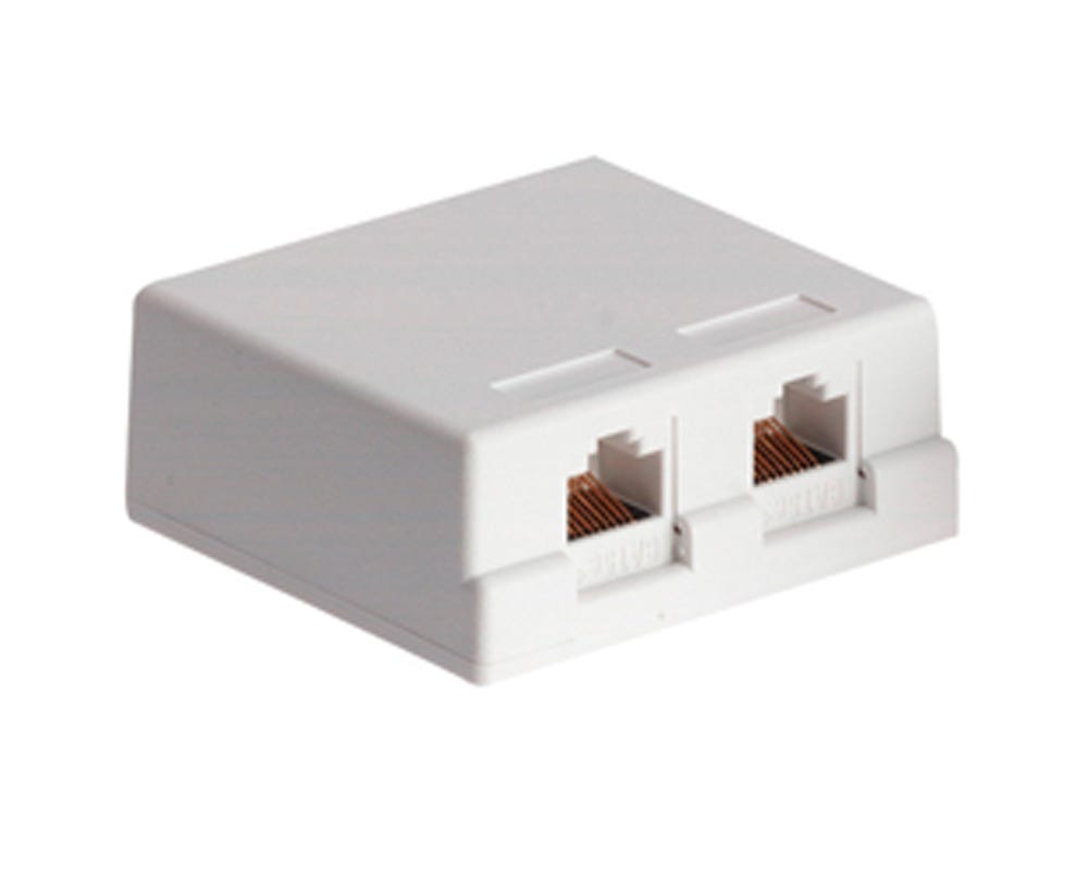 Cabac SURFACE MOUNT BOX DUAL CAT5E 8P8C WHITE 42S88AWHK