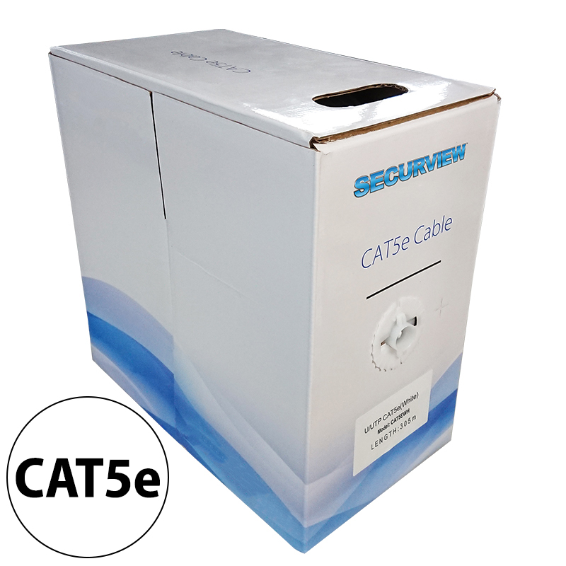 Securview CAT5E Solid Core Cable Unshielded (White) 305m Pullbox CAT5EWH
