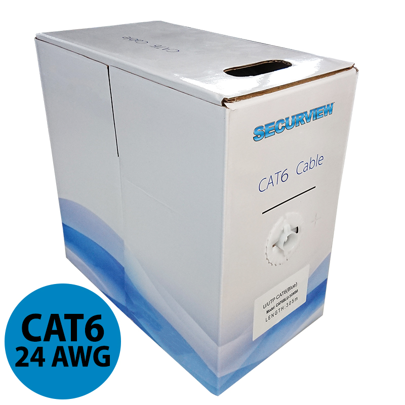 Securview CAT6 Solid Core Cable Unshielded, 24AWG (Blue) - 305m Pullbox CAT6BLU-50MM
