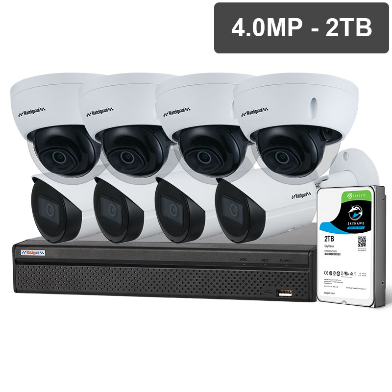 Watchguard Compact Series 8 Camera 4.0MP IP Surveillance Kit (Fixed, 2TB) NVRKIT-C842F