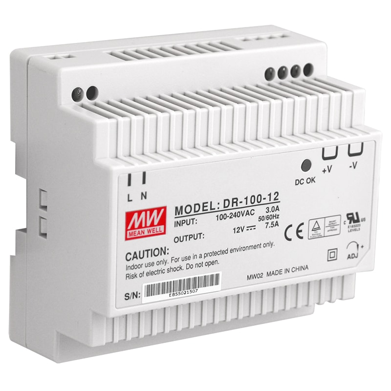 Securview 12VDC 7.5A Single Output Industrial DIN Rail Power Supply PSDR12V7A