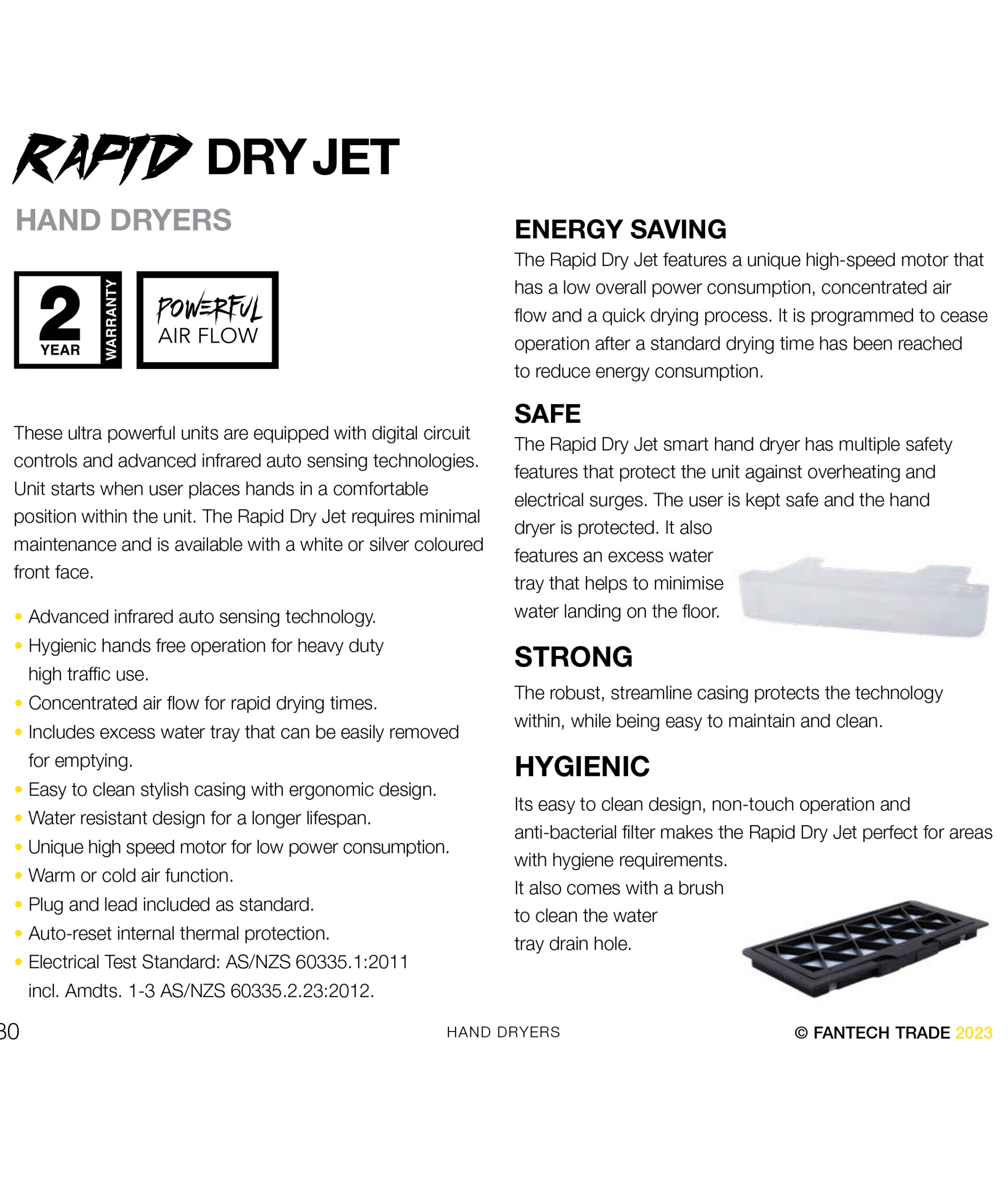 FANTECH RAPID JET BLADE HAND DRYER SILVER BRUSHLESS DC MTR RAPJET-S - Image 4