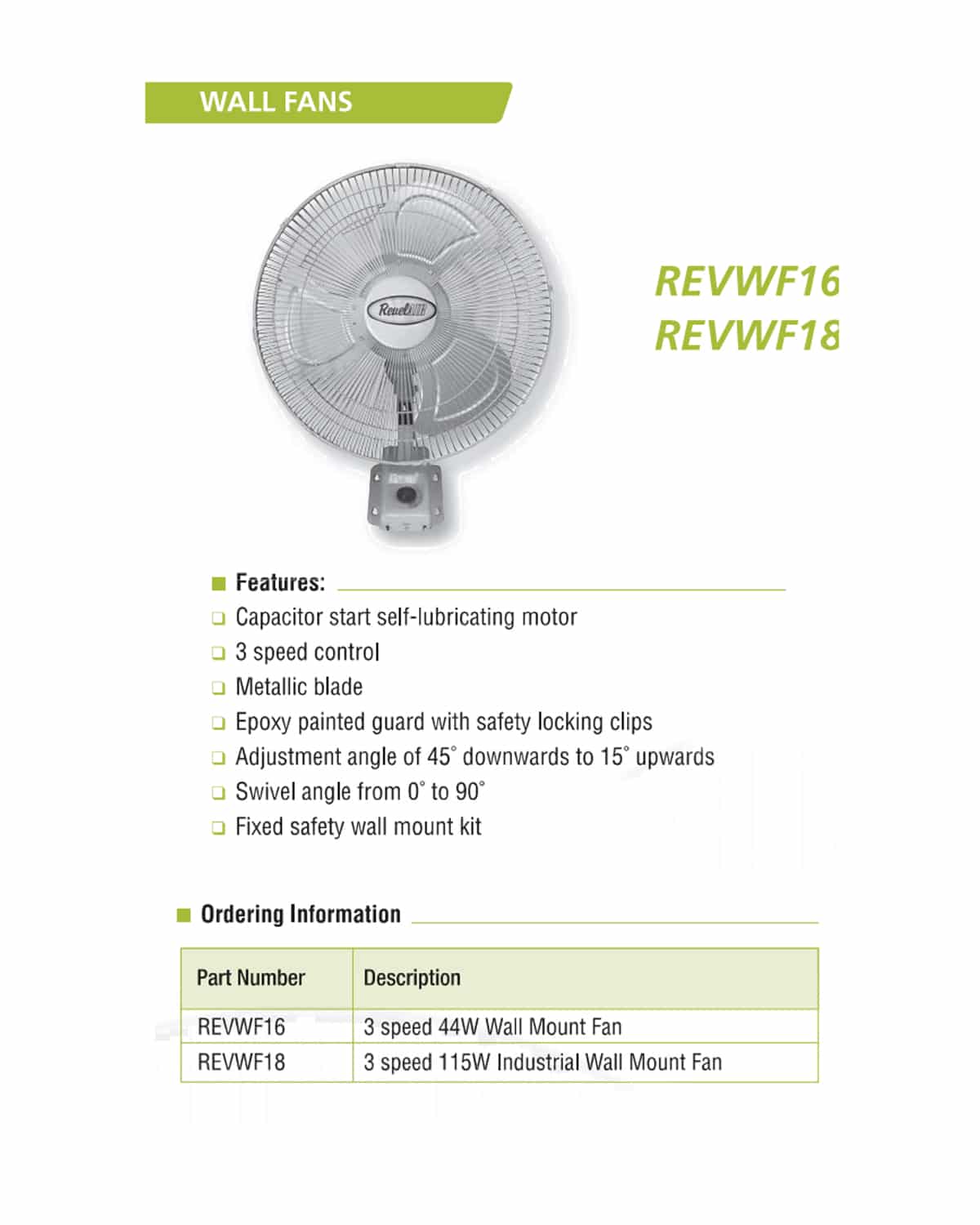REVELAIL WALL FAN 406MM PULLCORD 240V REVWF16 - Image 3
