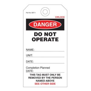 Cirlock Safety Tag "Danger Do Not Operate" (5 Pack) CIRSDT1-5B