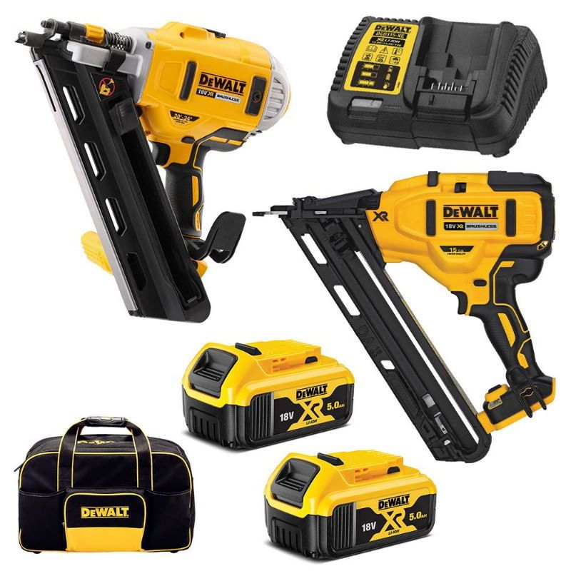 DEWALT 18V XR 5.0Ah 2 Piece Framing & Finisher Nailer Kit DEWDCZ2650P2-XE