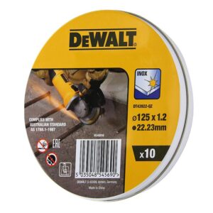 DEWALT High Performance Bonded Disc Thin Cut (10 x Tin) 125mm x 1.2mm x 22.23mm DEWDT43922-QZ