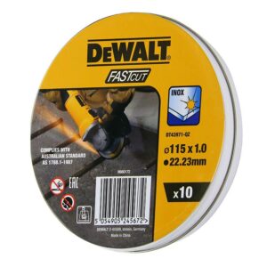 DEWALT High Performance Bonded Disc Thin Fast Cut (10 x Tin) 115mm x 1.0mm x 22.23mm DEWDT43971-QZ