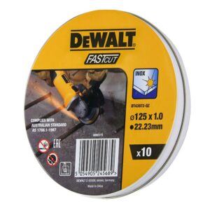 DEWALT High Performance Bonded Disc Thin Fast Cut (10 x Tin) 125mm x 1.0mm x 22.23mm DEWDT43972-QZ