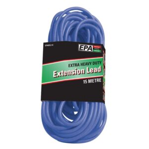 EPA Extension Lead, 15A Cable, 15 Amp Plug, Blue 15m EPABEL15