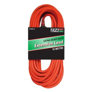 EPA Extension Lead, 15A Cable, 10 Amp Plug, Red 15m EPAREL15