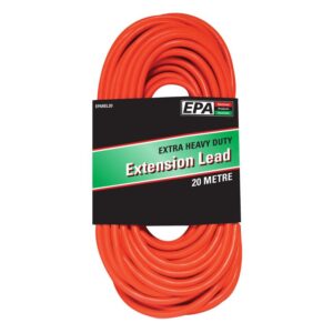 EPA Extension Lead, 15A Cable, 10 Amp Plug, Red 20m EPAREL20