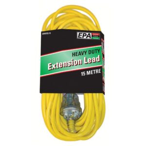 EPA Extension Lead, 10A Cable, 10 Amp Plug, Yellow 15m EPAYEL15