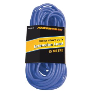 Extension Lead, 15m 15A Extra Heavy Duty PVC Blue Cable POWBEL15