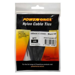 Powerforce Cable Tie Black 102mm x 2.5mm Pack of 100 POWCT1002BK/100