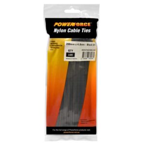 Powerforce Cable Tie Black 200mm x 4.8mm Pack of 100 POWCT2004BK/100