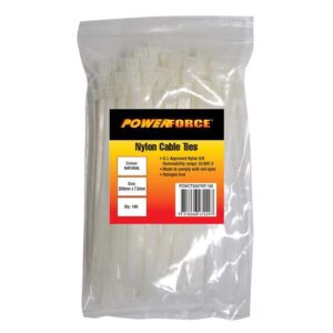 Powerforce Cable Tie Natural 200mm x 7.6mm Pack of 100 POWCT2007NT/100