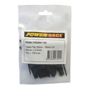 Powerforce Cable Tie Black 80mm x 2.5mm Pack of 100 POWCT802BK/100