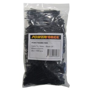 Powerforce Cable Tie Black 80mm x 2.5mm Pack of 1000 POWCT802BK/1000