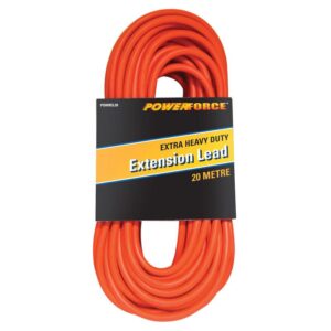 Extension Lead, 20m 10A Plug Extra Heavy Duty 15A Red Cable POWREL20