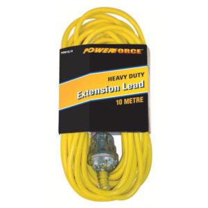 Extension Lead, 10m 10A Heavy Duty PVC Yellow Cable POWYEL10