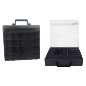 Rolacase with 6 Dividers Clear Lid, Charcoal 370x370x85 ROLRC001/CH/CL