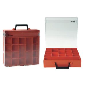 Rolacase with 6 Dividers Clear Lid, Orange 370x370x85 ROLRC001/CL