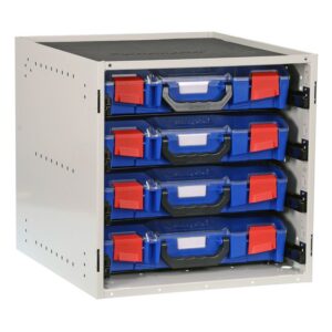 Storage Case Cabinet - Includes 4 Standard Cases Blue with Clear Lids ST33SCS4SA-BL