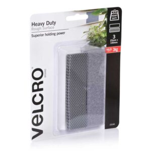 VELCRO? Brand Heavy Duty Rough Surface Stick on 25mm x 100mm Grey VEL25546