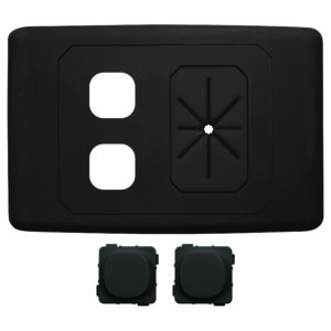 MATCHMASTER 2 WAY WALL PLATE + 2 BLANK INSERTS - BLACK : 05MM-WP62B
