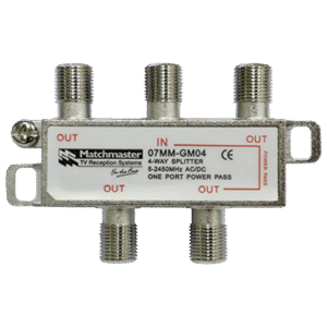 MATCHMASTER SPLITTER F 4 WAY 5-2400MHZ P/PASS : 07MM-GM04