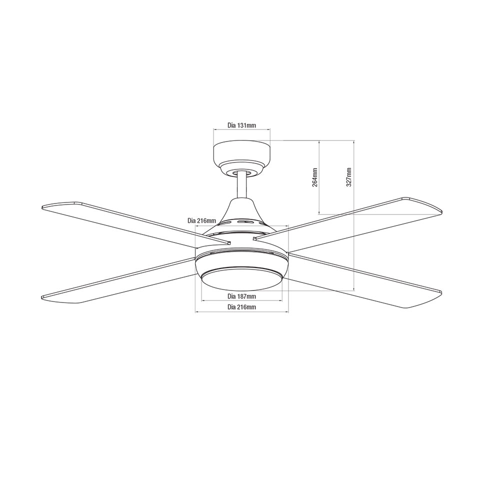 Martec Link 1220mm 4 Blade Ceiling Fan with 15w LED Tricolour Light White FSL1243W