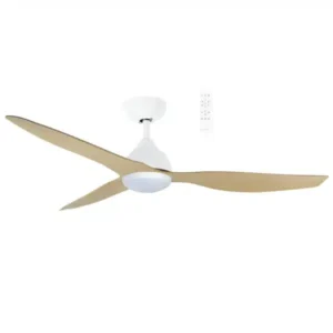 Avoca DC 1220mm 3 ABS Blade WIFI & Remote Control Ceiling Fan with Variable Dim 20w CCT LED Light Matt White/Oak MADC1233WOR