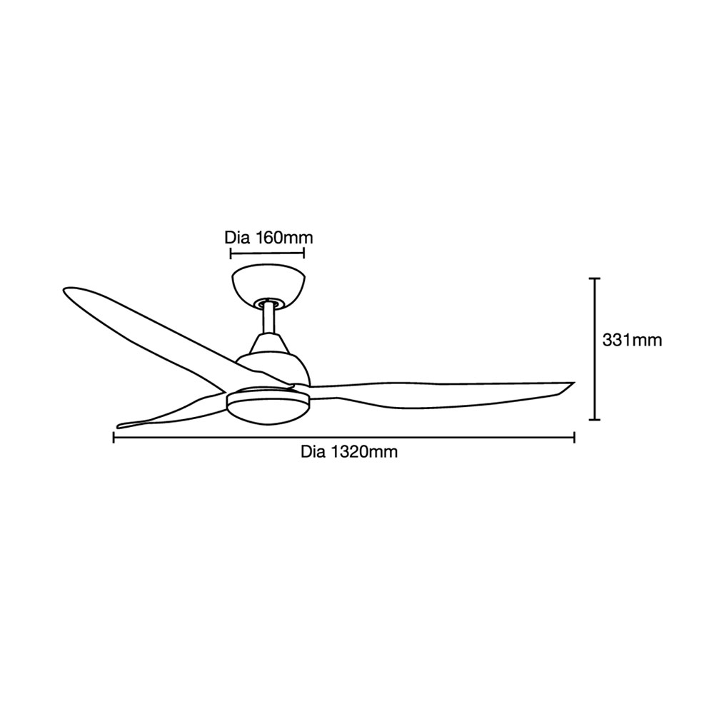 Martec Avoca DC 1320mm 3 ABS Blade WIFI & Remote Control Ceiling Fan with Variable Dim 20w CCT LED Light Matt Black MADC1333MMR - Image 3
