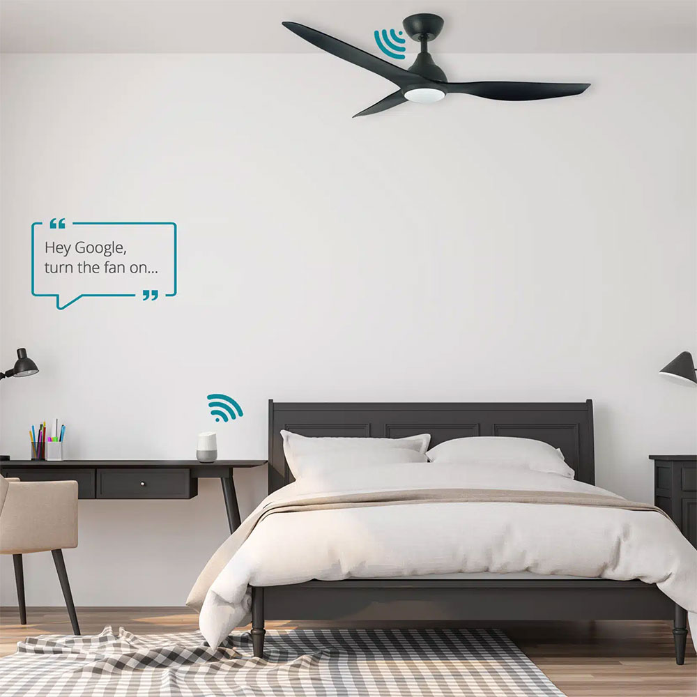 Martec Avoca DC 1320mm 3 ABS Blade WIFI & Remote Control Ceiling Fan with Variable Dim 20w CCT LED Light Matt Black MADC1333MMR - Image 2