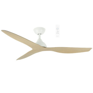 Martec Avoca DC 1320mm 3 ABS Blade WIFI & Remote Control Ceiling Fan Only Matt White/Oak MADC133WOR