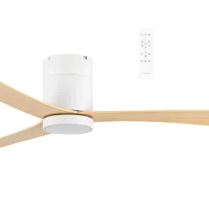 Martec Metro DC Close to Ceiling 3 ABS Blade 1320mm Hugger WIFI & Remote Control Ceiling Fan with Variable Dim 16w CCT LED Light White/Oak MDCM1333WO