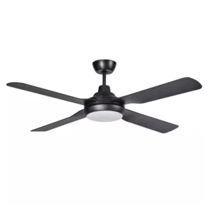 Martec Discovery II 1320mm 4 Blade ABS Ceiling Fan with 15w Tricolour LED Light Matt Black MDF1443M