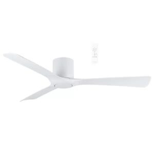 Martec Fresno DC Close to Ceiling 3 ABS Blade 1320mm Hugger WIFI & Remote Control Ceiling Fan Matt White MFDC133W